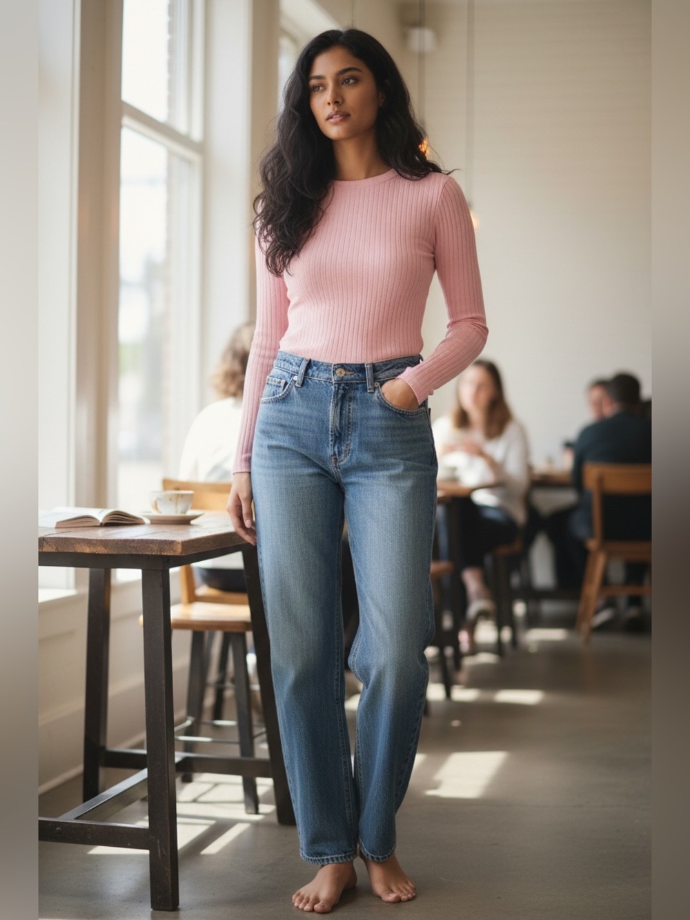 Mango Teen Pale Blue Women's Straight-Leg Jeans